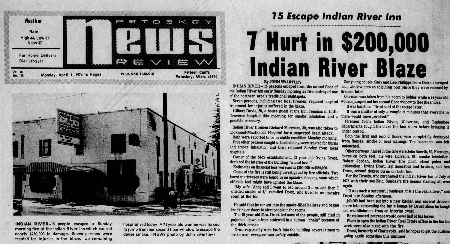 Indian River Inn (Brass Rail Bar & Grill) - Apr 1 1974 Article On Fire (newer photo)